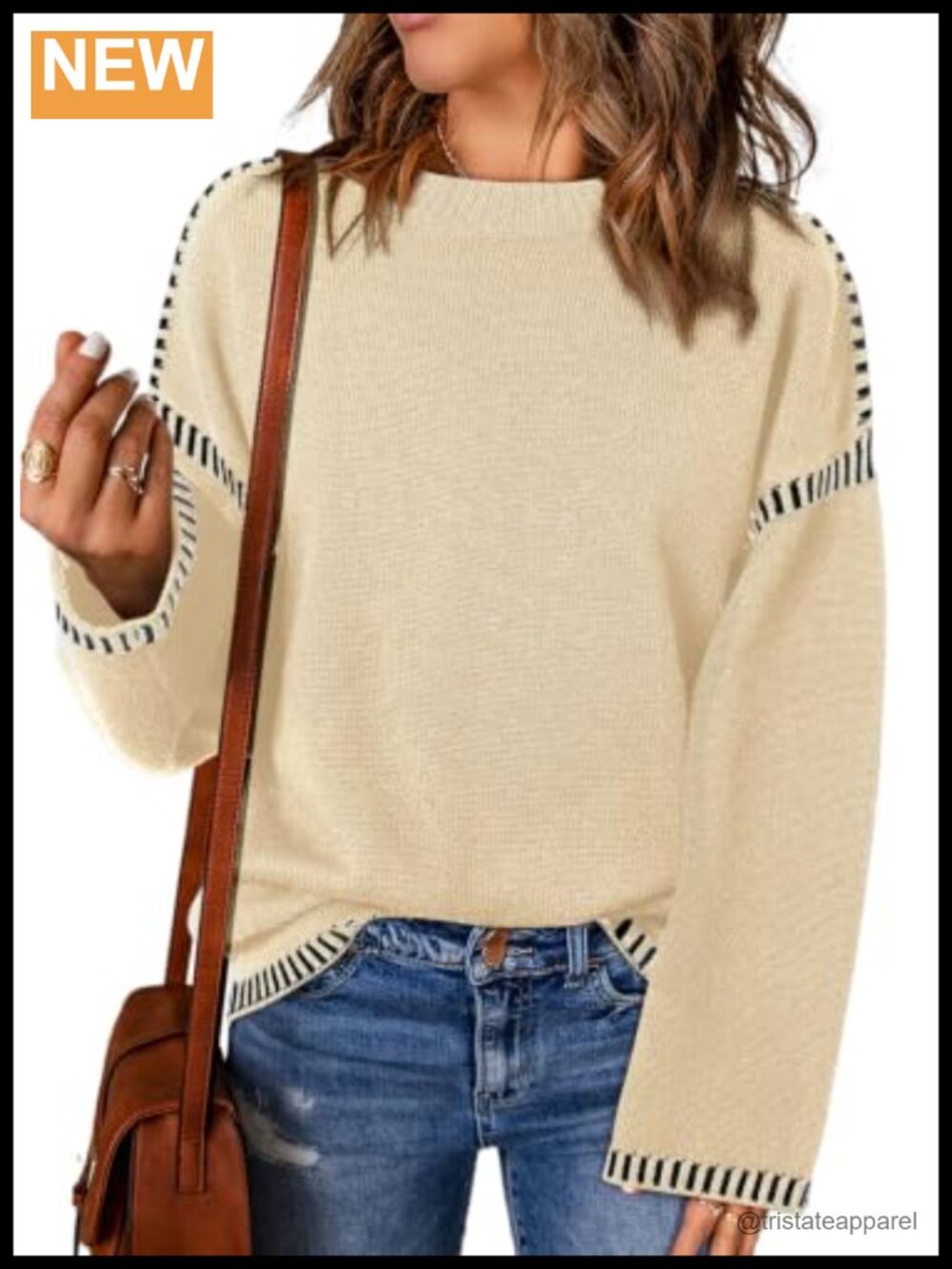 Oversized Crewneck Long Sleeve Cable Knit Pullover Sweater